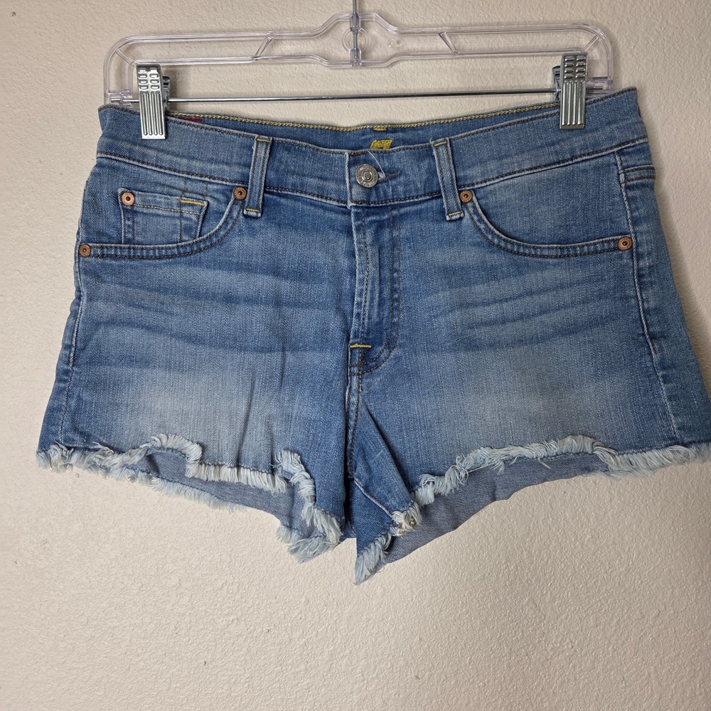 3 / $30 7 For All Mankind Cutoff Denim Shorts Size‎ 27 Blue Frayed Hem - Picture 3 of 8